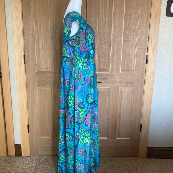 Vintage 50s Paradise Hawaii MuuMuu Blue Size 6-8 - Picture 3 of 7